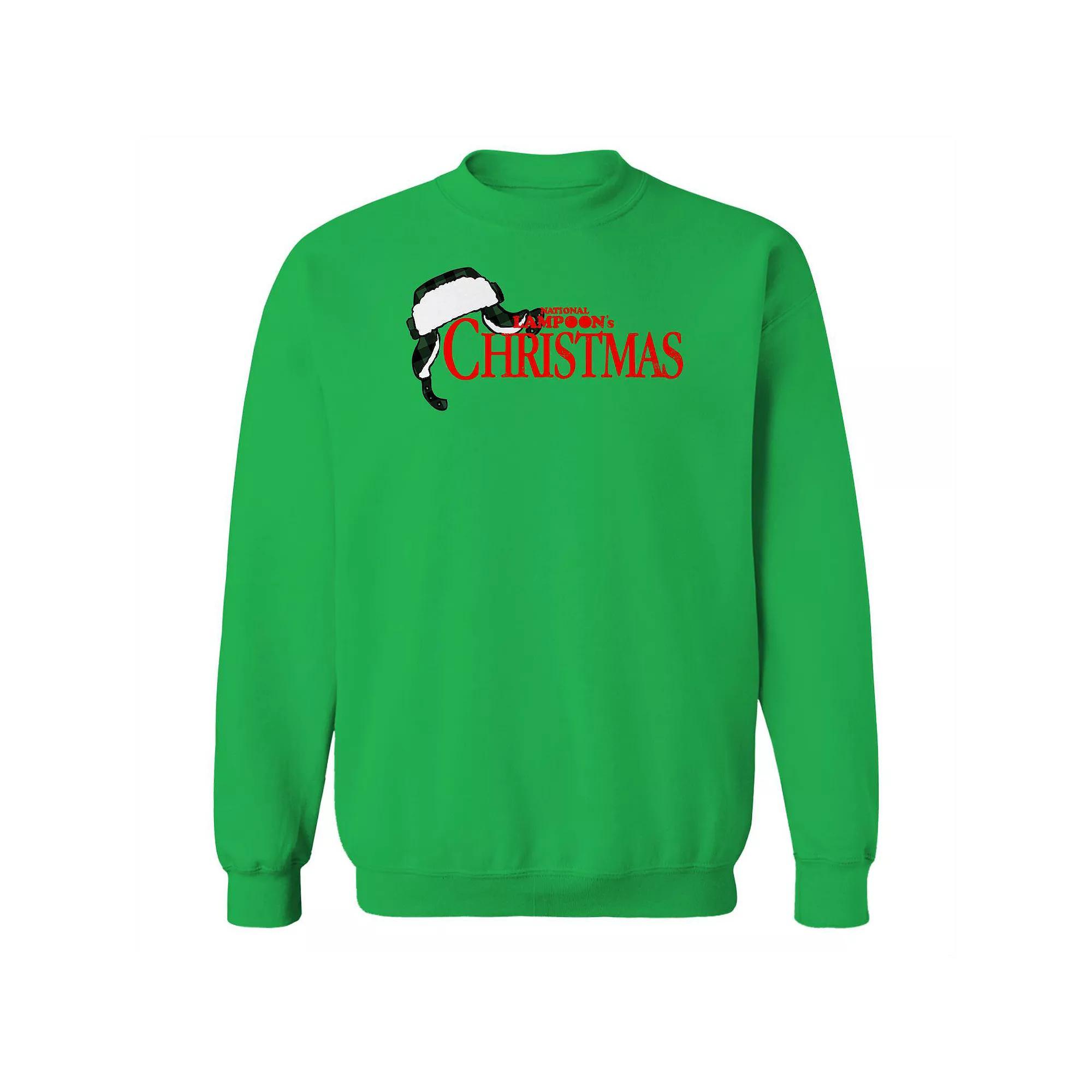 Men's National Lampoons Christmas Hat National Lampoon's Christmas Vacation Graphic Fleece Crew Sweatshirt, Size: Medium, Irish Green Product Image