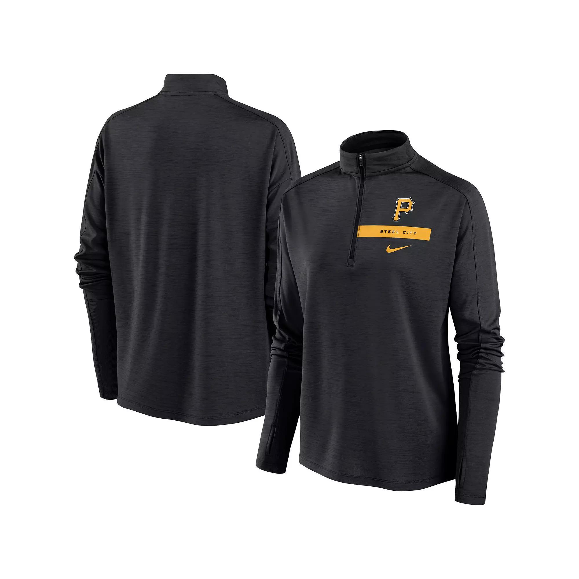 Women's Nike Black Pittsburgh Pirates Primetime Local Touch Pacer Quarter-Zip Top, Size: XS Product Image
