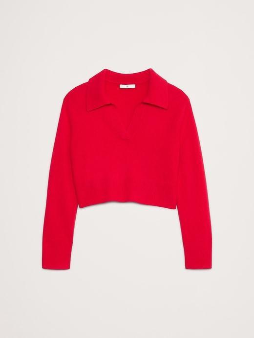 Cashmere Cropped Rugby Sweater Polo Product Image