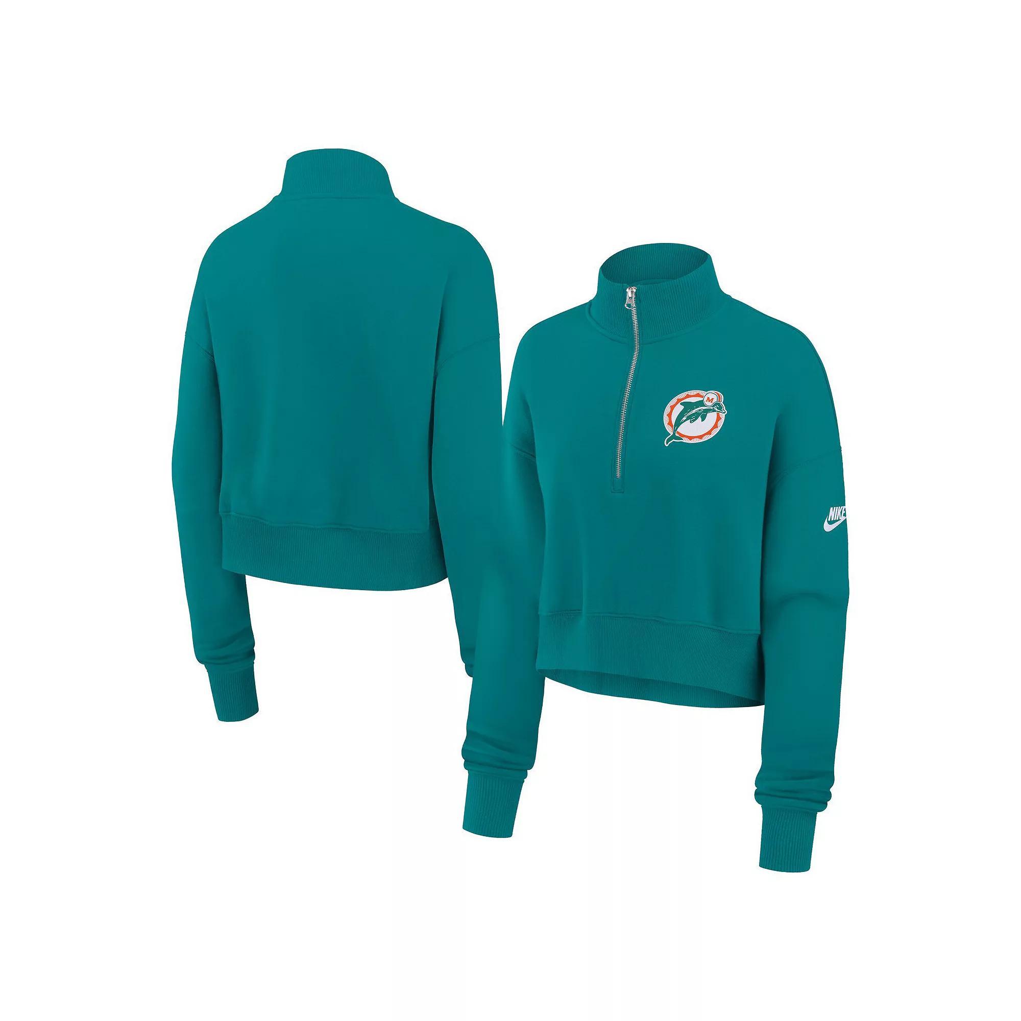 Women's Nike Royal New England Patriots Rewind Phoenix Cropped Half-Zip Sweatshirt, Size: XL, Blue Product Image