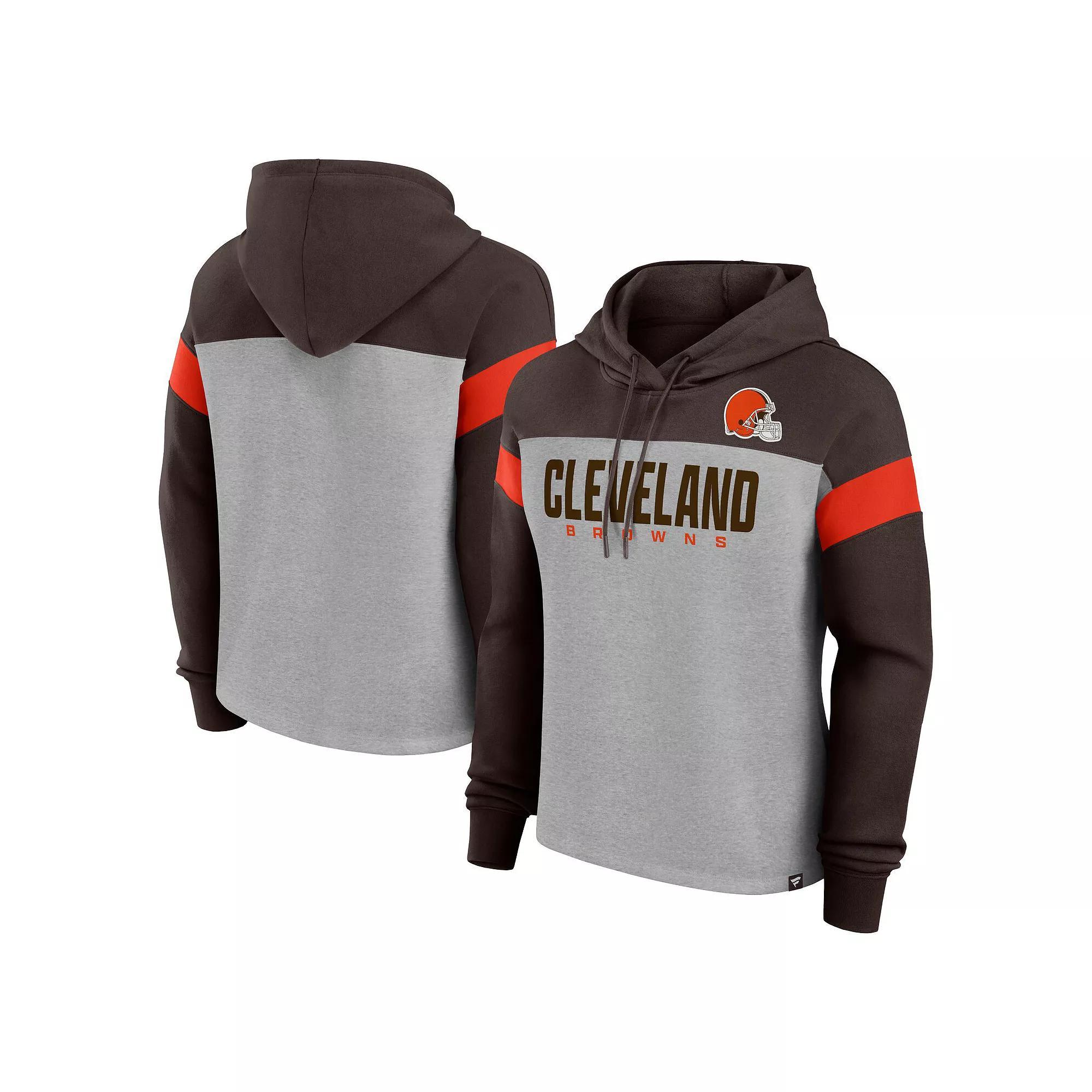 Women's Fanatics Heather Gray/Brown Cleveland Browns Bold Play Call Pullover Hoodie, Size: 3XL, Grey Product Image