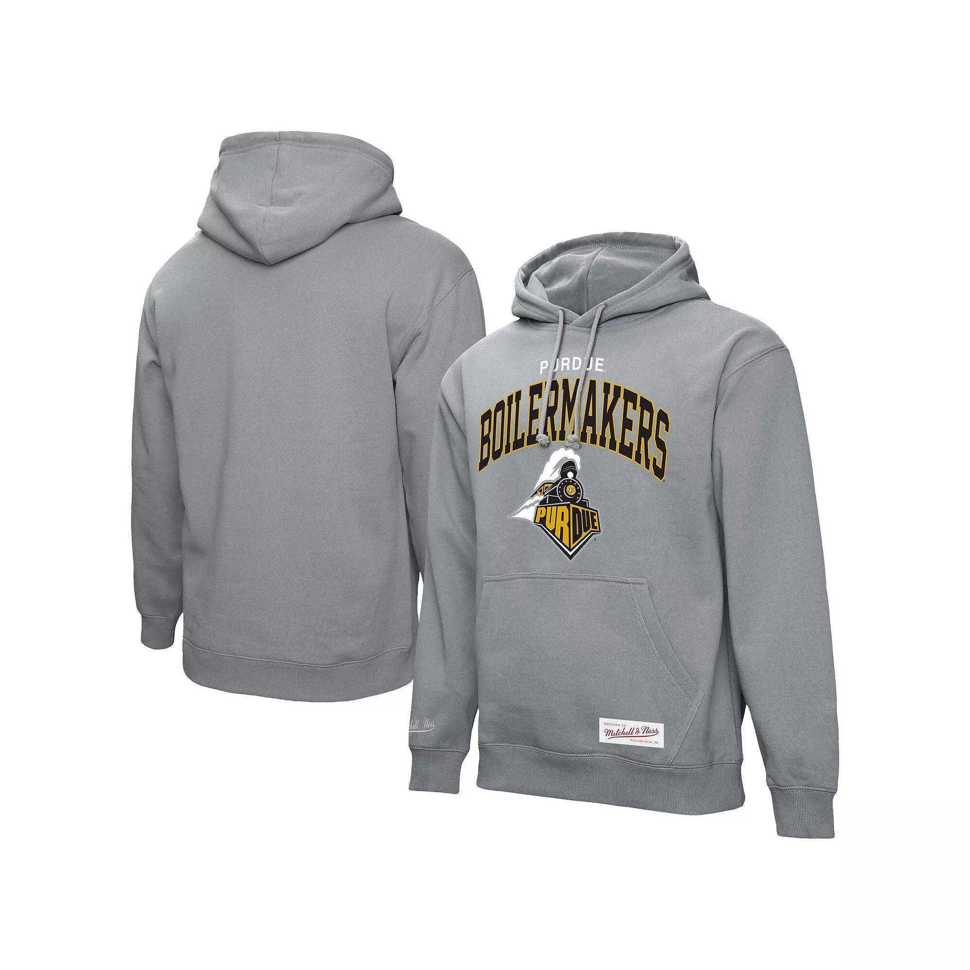 Men's Mitchell & Ness  Heather Gray Purdue Boilermakers Classic Arch Pullover Hoodie, Size: XL, Grey Product Image