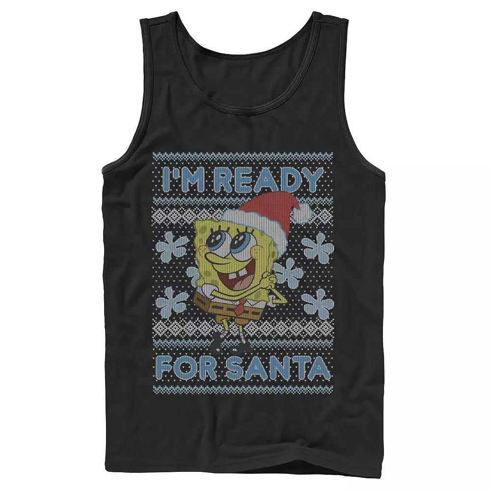 Men's Nickelodeon SpongeBob SquarePants I'm Ready For Santa Ugly Christmas Graphic Tank Top, Size: Large, Black Product Image