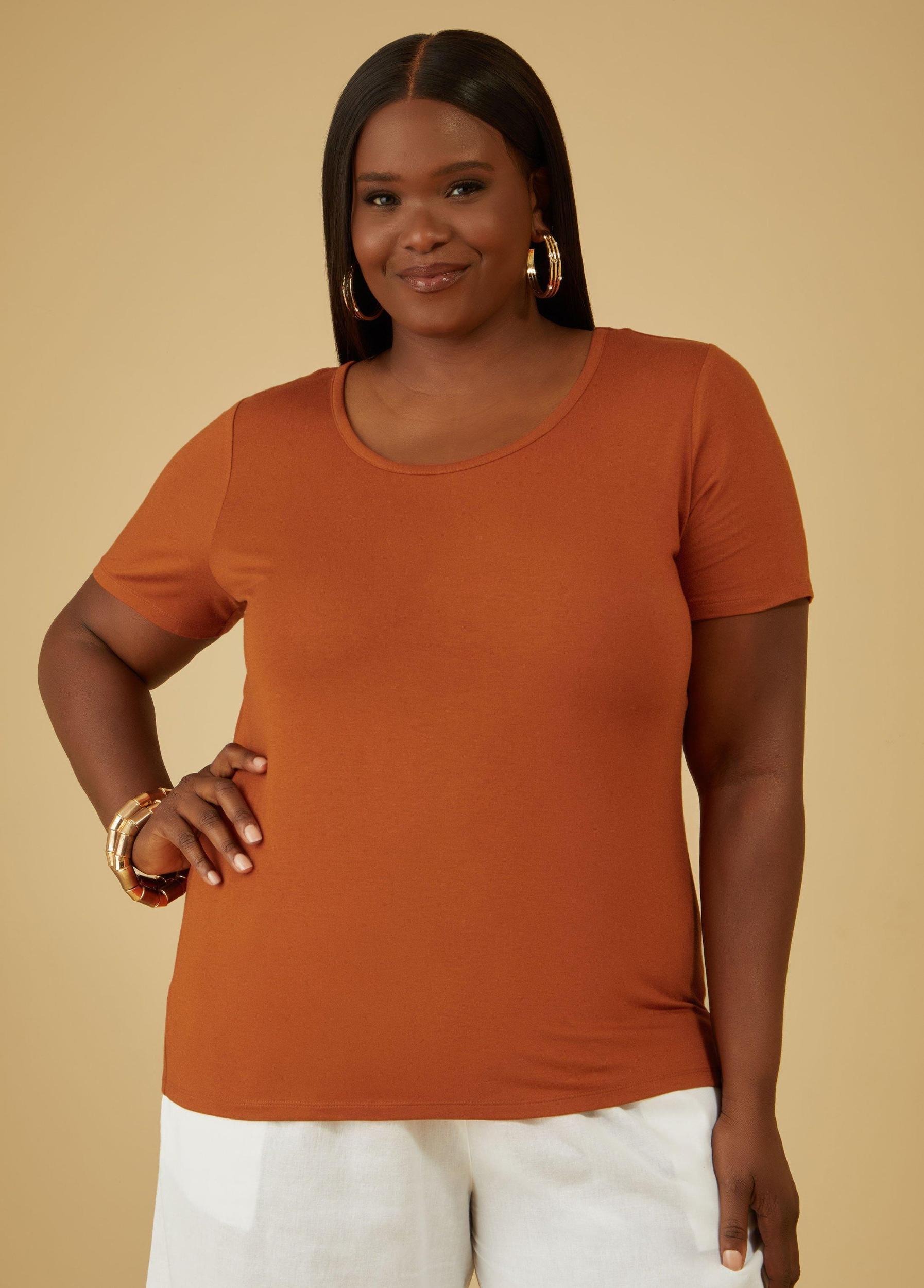 Plus Size Basic Jersey Scoop Neck Tee Ashley Stewart Product Image