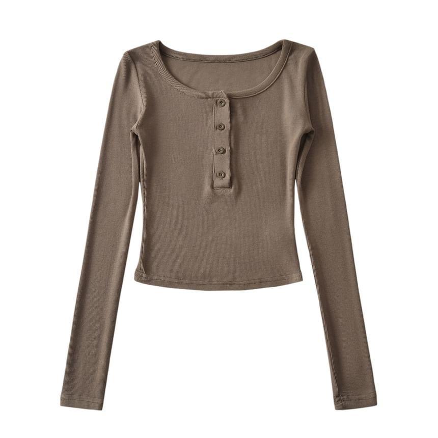 Long-Sleeve Henley T-Shirt Product Image