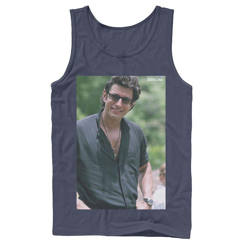 Men's Jurassic Park Jeff Goldblum Smile Poster Style Tank Top, Size: Small, Grey Product Image