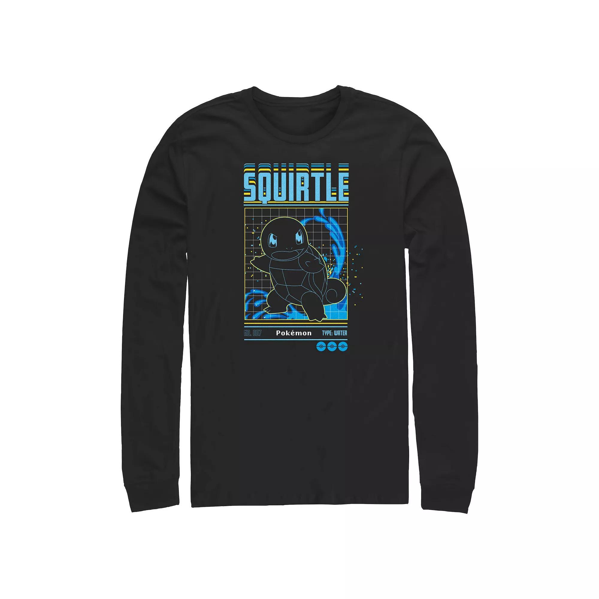 Men's Pokemon Squirtle Grid Background Graphic Tee, Size: Small, Black Product Image