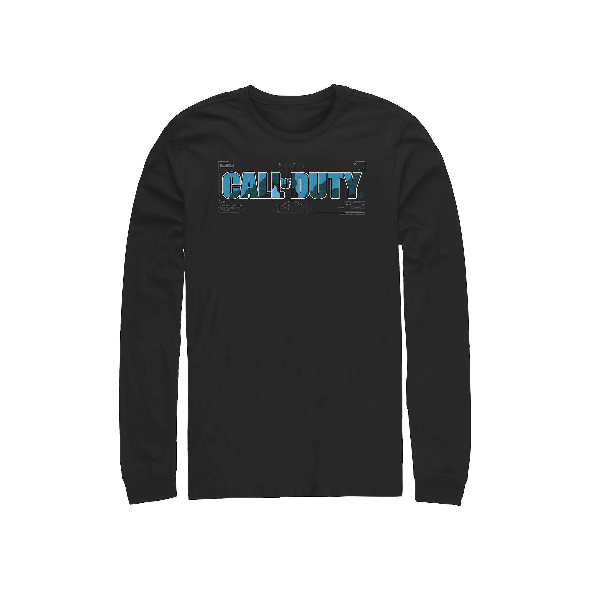 Men's Call Of Duty Blue Camo Title Logo Graphic Tee, Size: XL, Black Product Image