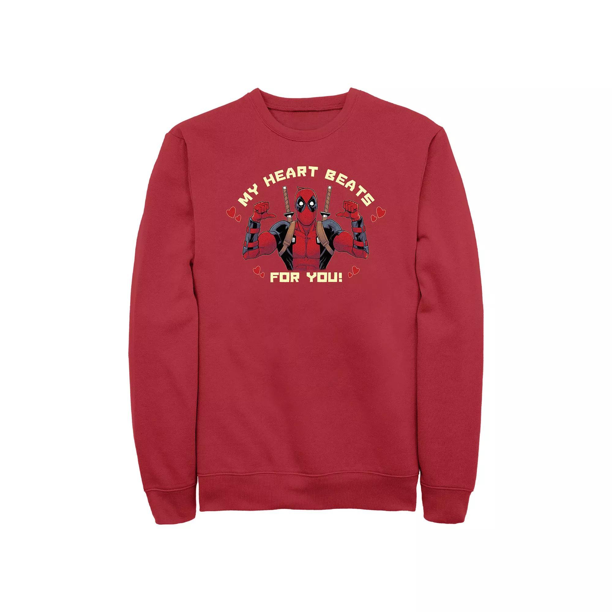 Marvel's Deadpool My Heart Beats For You Men's Graphic Fleece, Size: XXL, Red Product Image