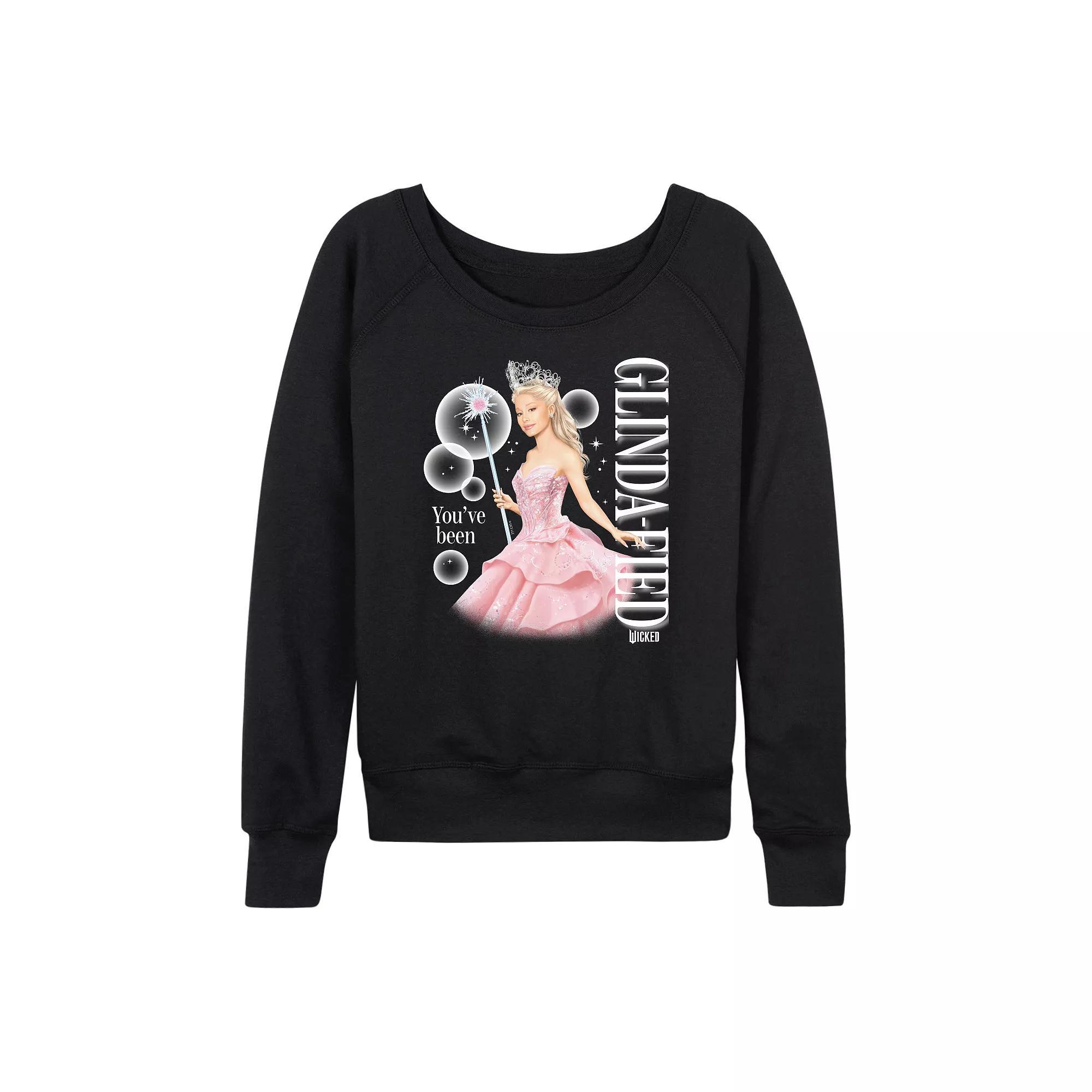 Women's Wicked You've Been Glinda-Fied French Terry Long Sleeve Tee, Size: Large, Black Product Image