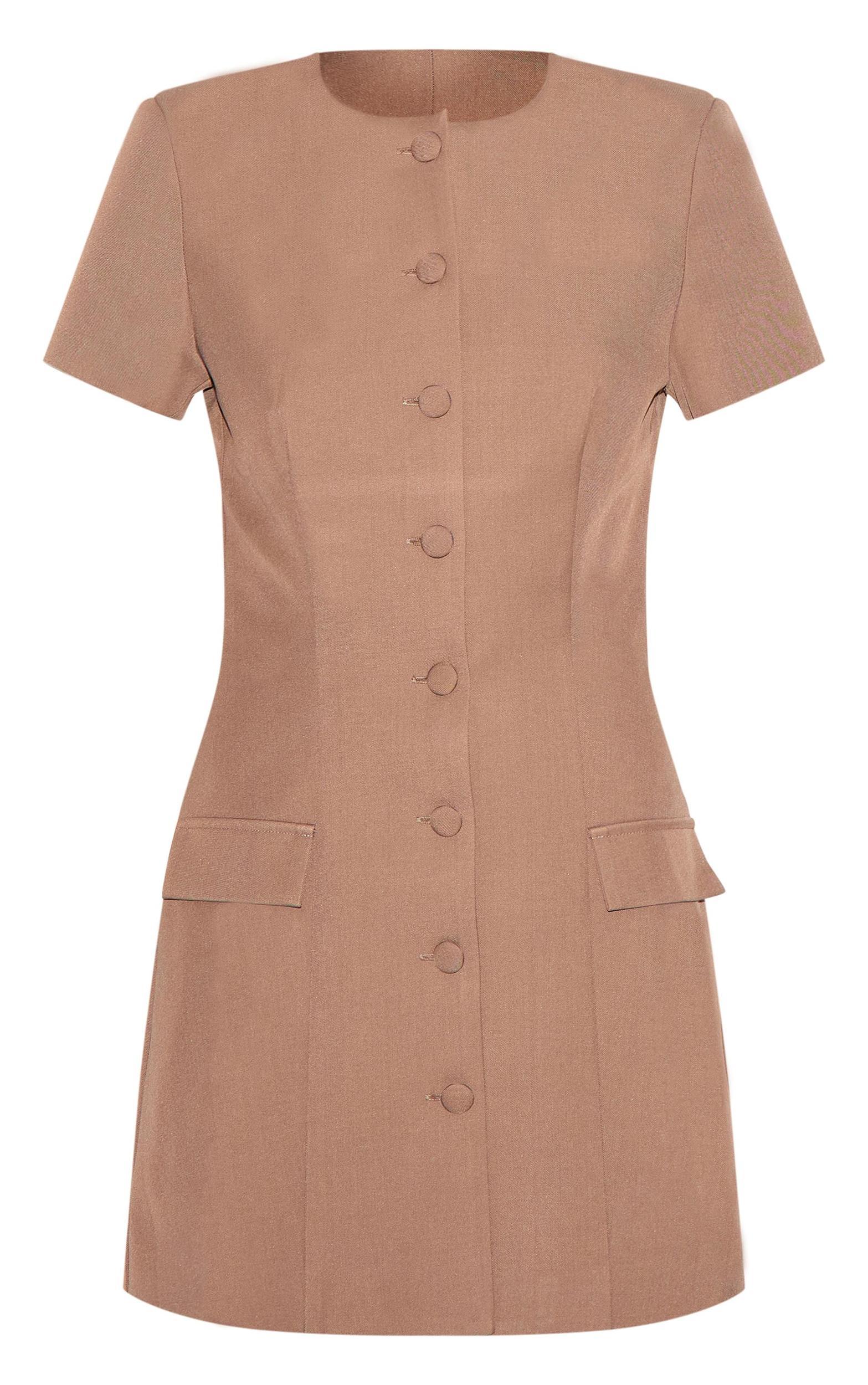  Clay Woven Tailored Short Sleeve Mini Dress Product Image