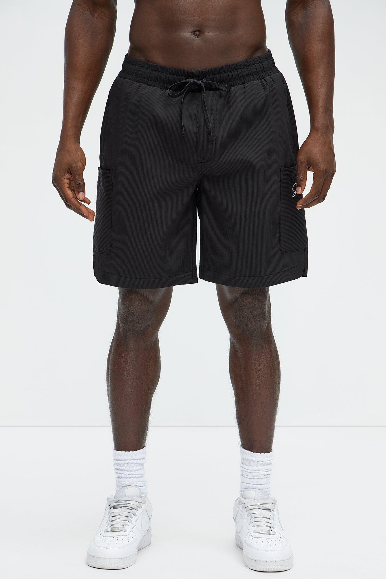 Saint Embroidered Relaxed Shorts - Black Product Image