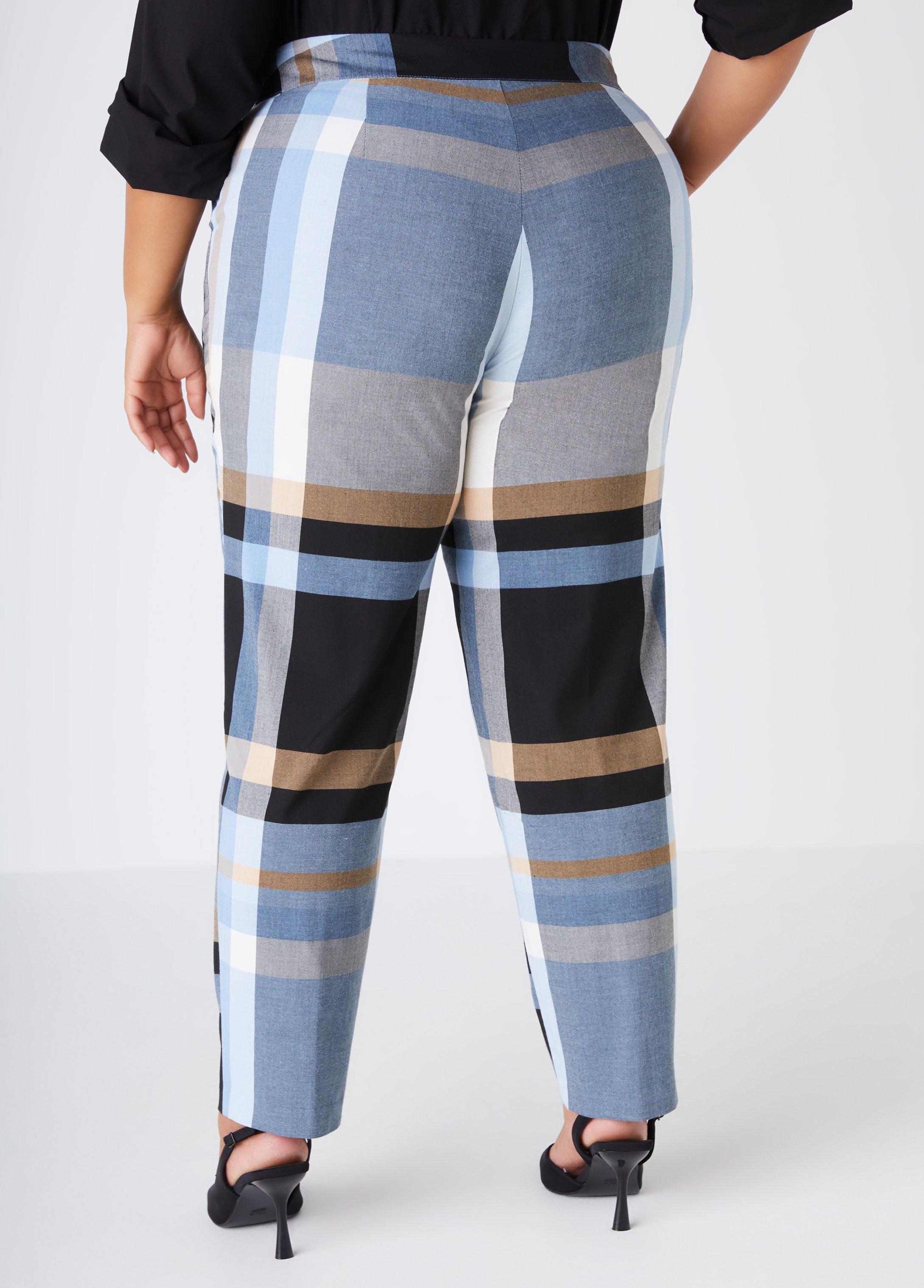 Plus Size Plaid Straight Leg Pants Ashley Stewart Product Image