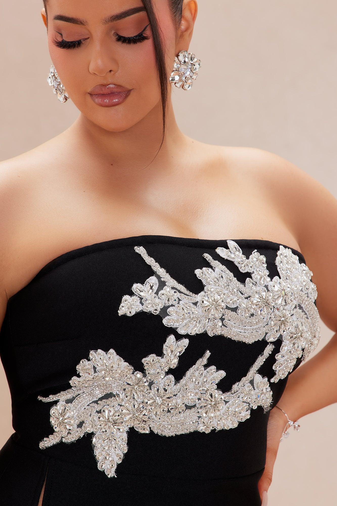 Mia Embellished Bandage Maxi Dress - Black Product Image