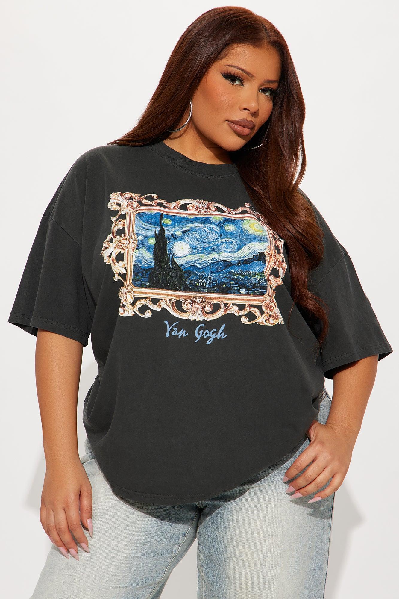 Van Gogh Starry Night Washed Tee - Black Wash Product Image