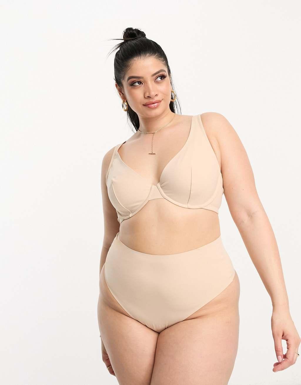 ASOS DESIGN Curve Marina smoothing high-waist thong Product Image