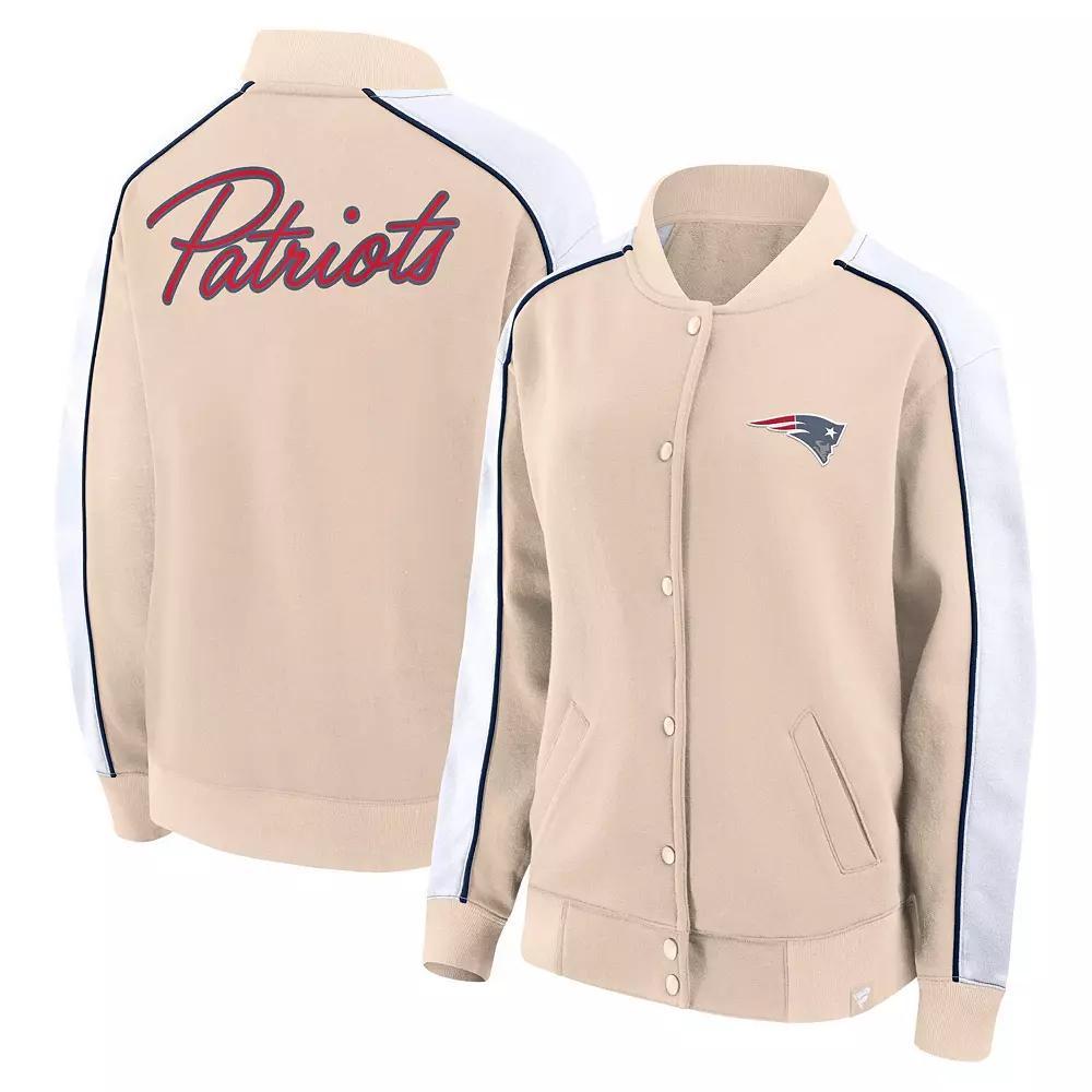Women's Fanatics Branded Tan New England Patriots Lounge Full-Snap Varsity Jacket, Size: 2XL, Team Product Image