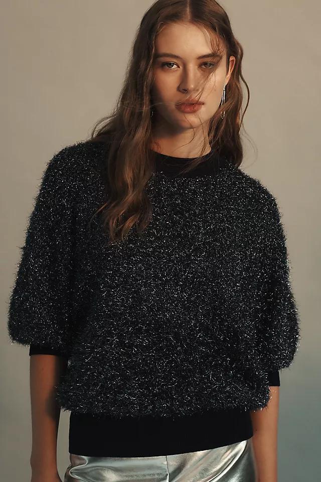 The Violette Short-Sleeve Tinsel Sweater by Maeve Product Image