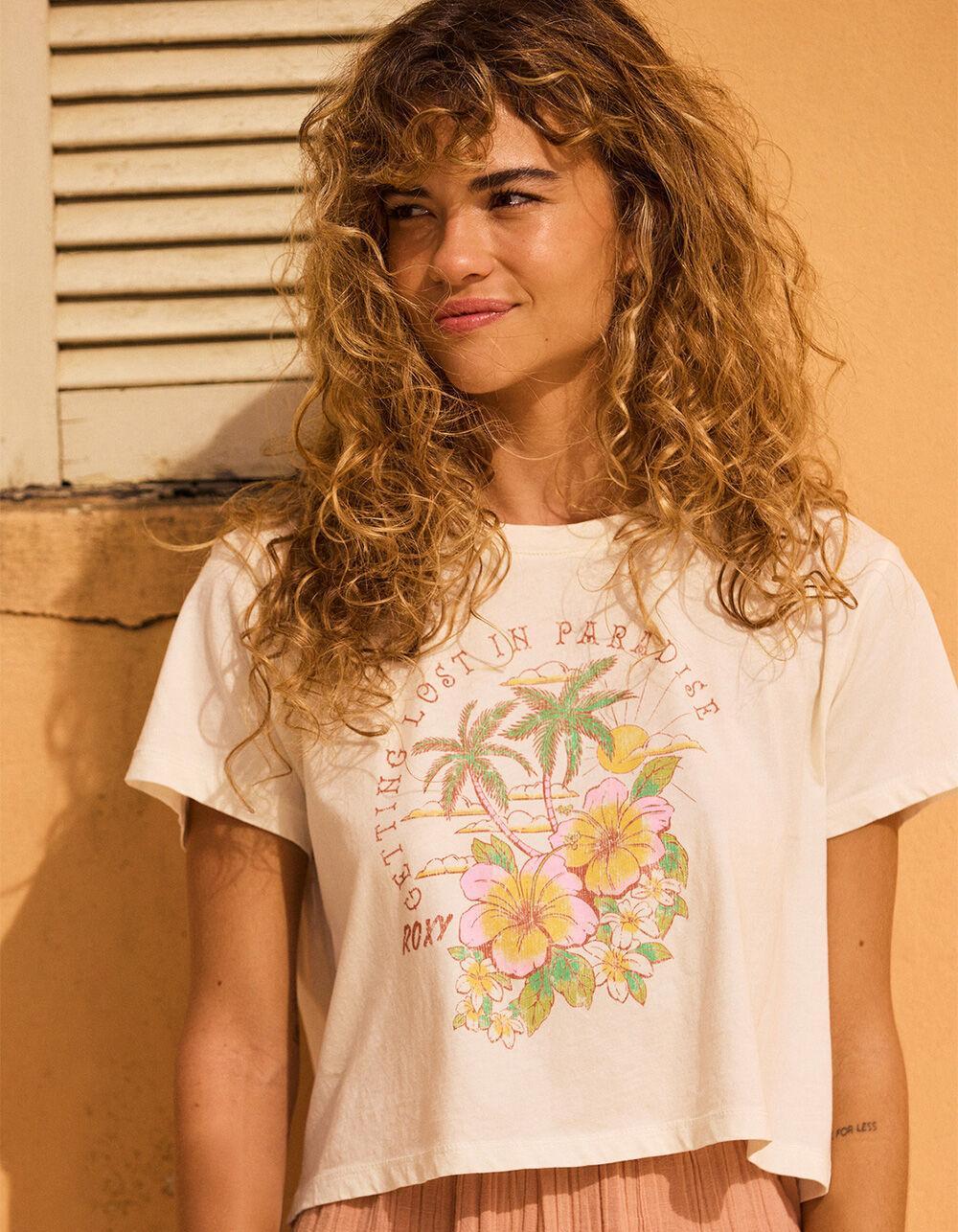 ROXY Hibiscus Paradise Womens Crop Tee - WHITE Product Image