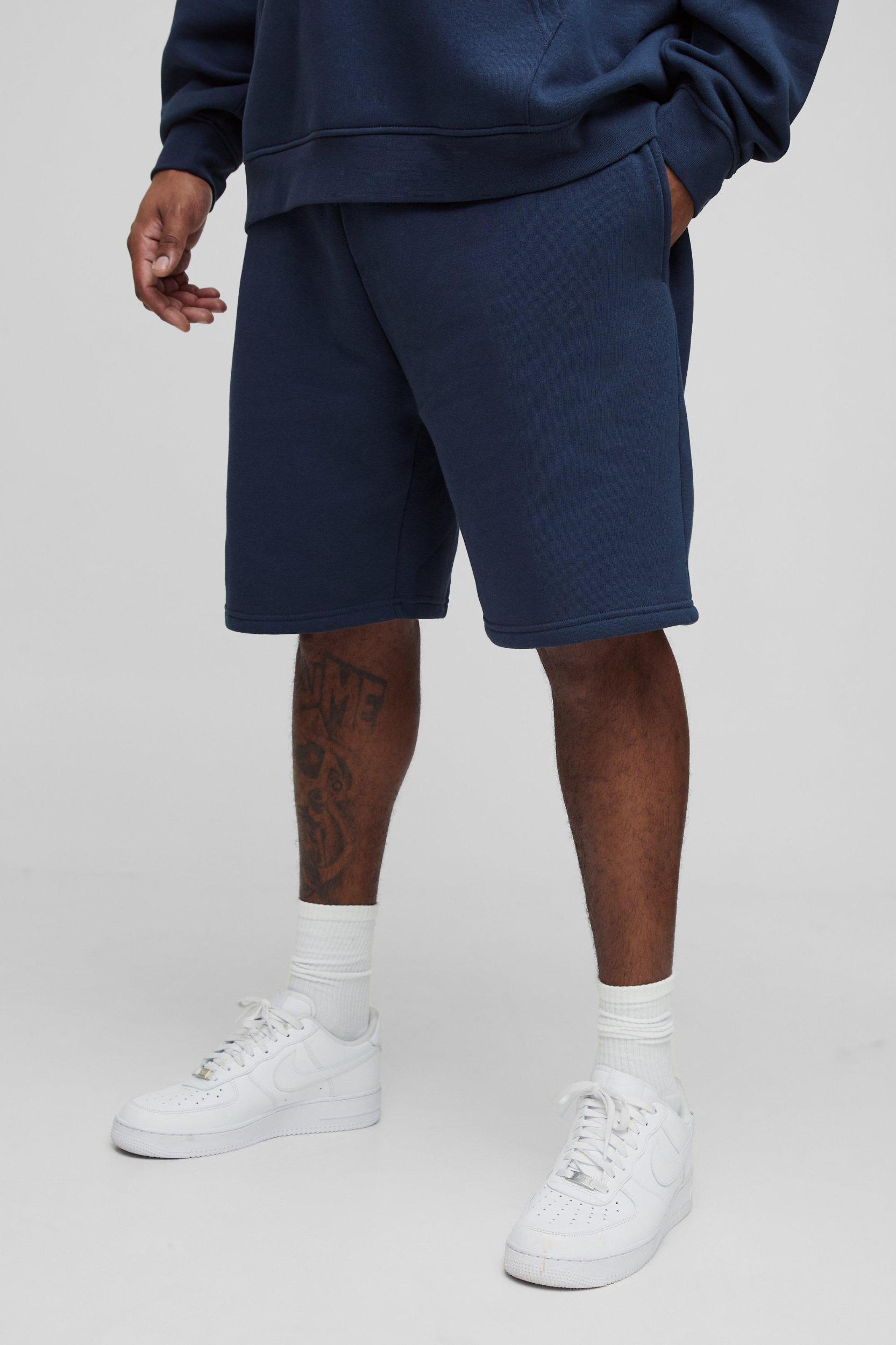 Mens Plus Loose Fit Mid Length Basic Shorts - Navy Product Image