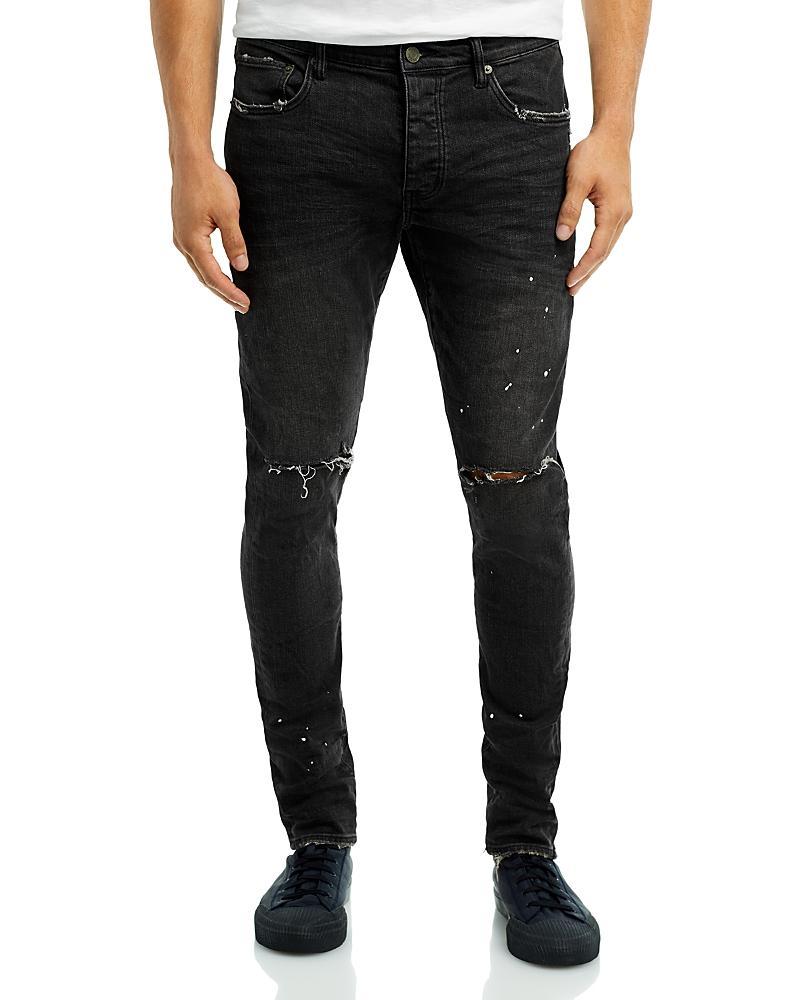 Mens Slim-Fit Distressed Low-Rise Skinny Jeans Product Image
