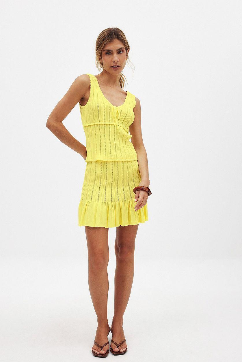 Knitted Mini Frill Skirt Product Image
