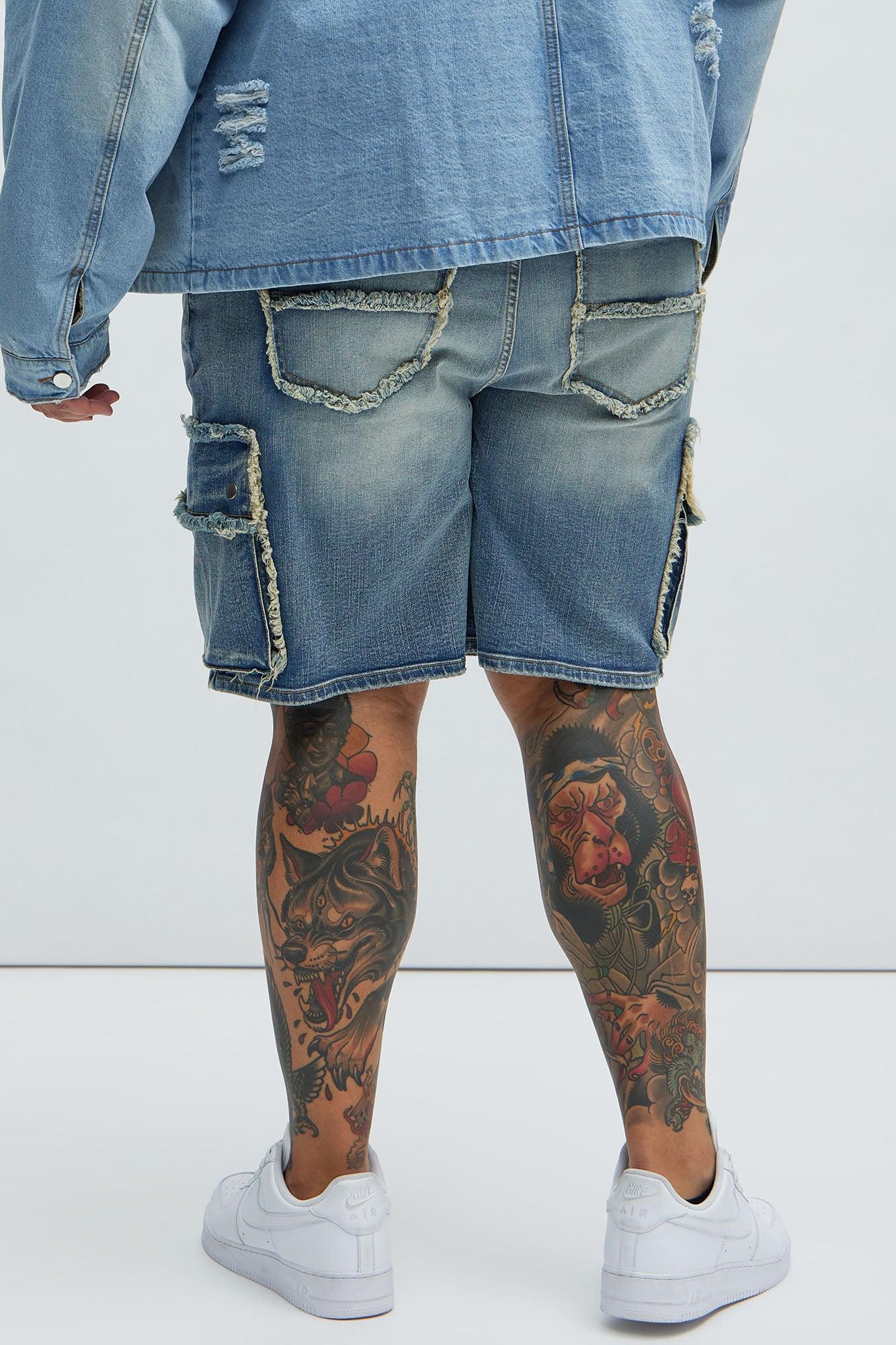 Rush Home Denim Cargo Shorts - Light Blue Wash Product Image