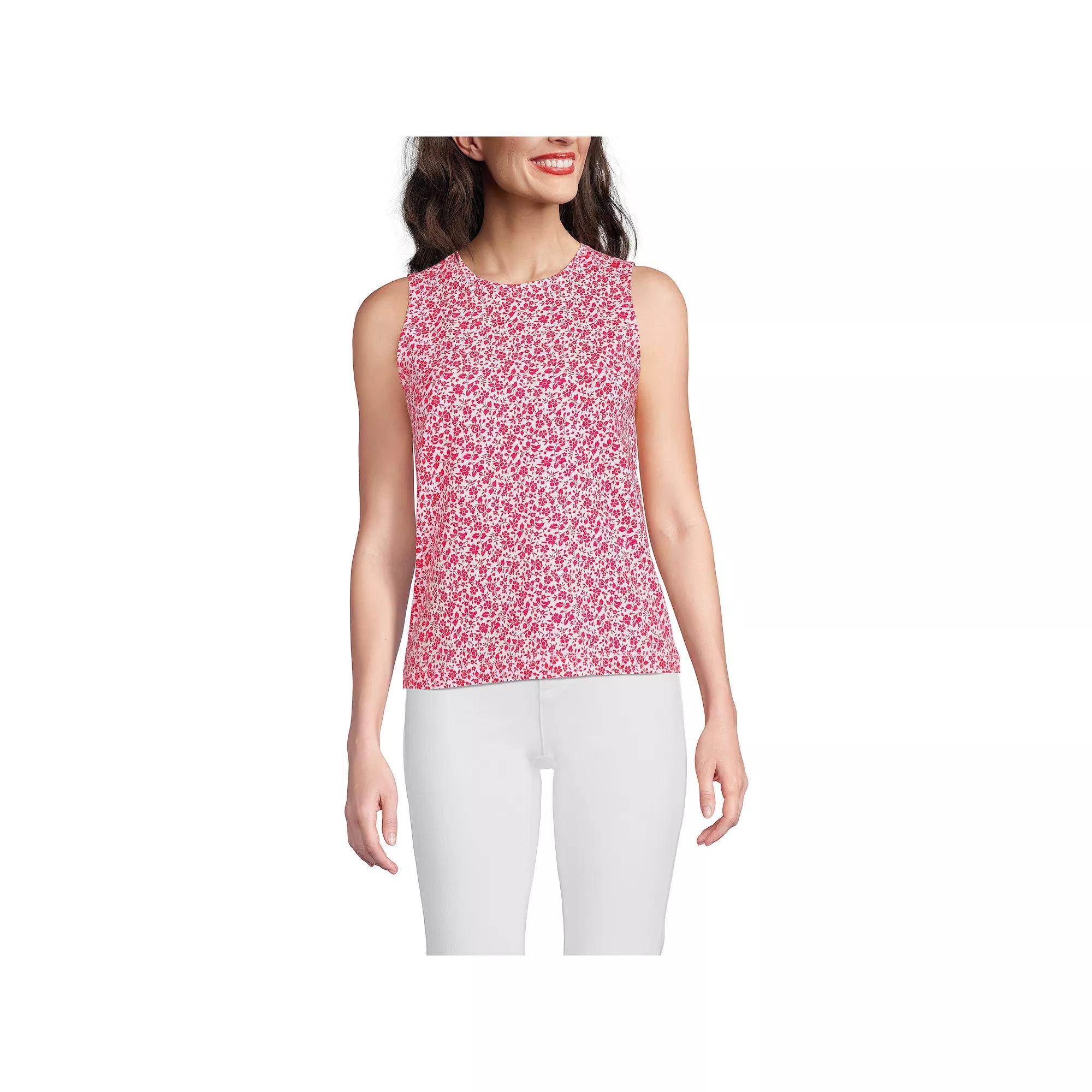 Women's Lands' End Lightweight Jersey Tank Top, Size: Large, Sweet Orange Stripe Product Image