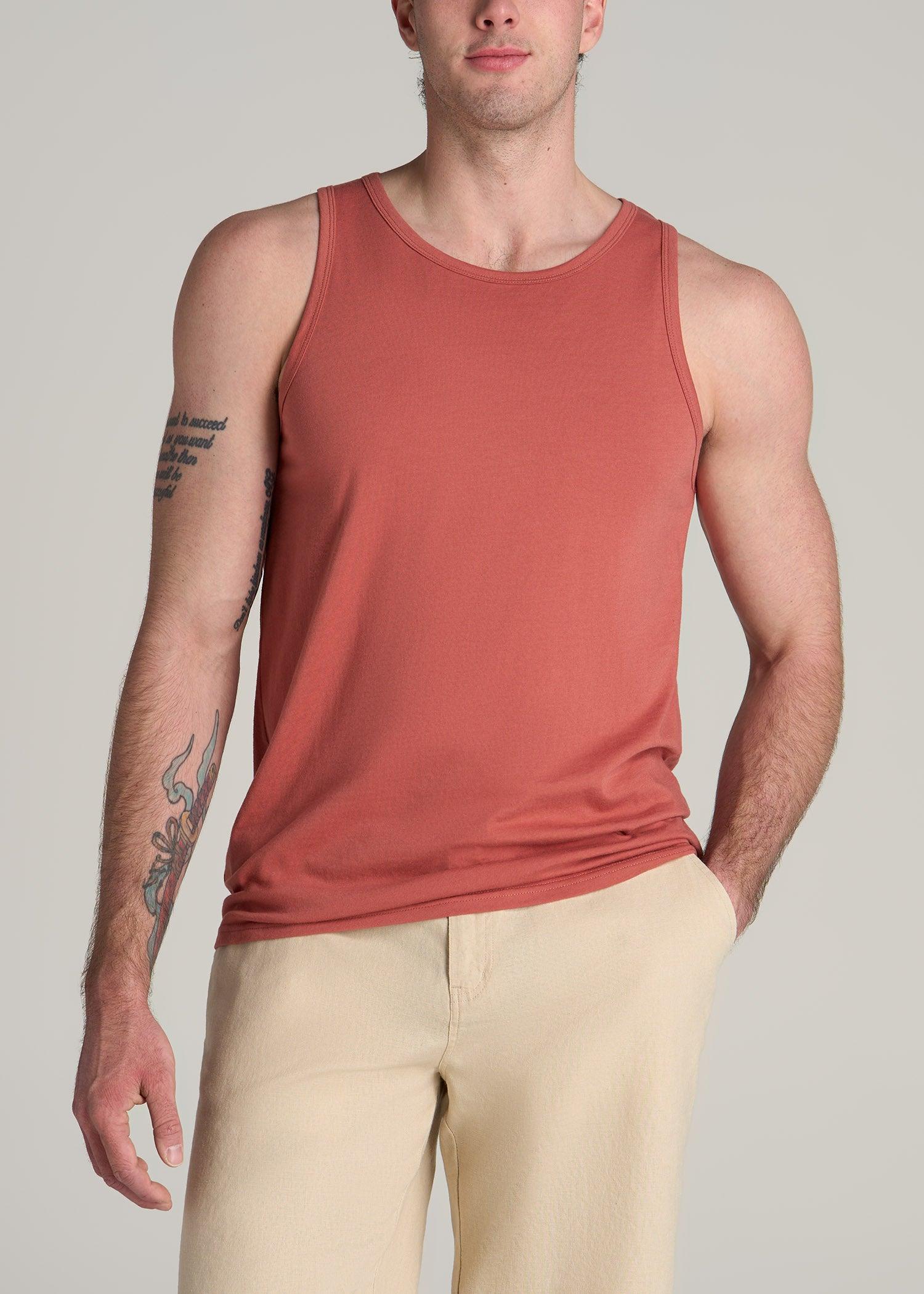 The Essentials: Men's Tall SLIM-FIT Beach Tank Top in Grey Blue Product Image