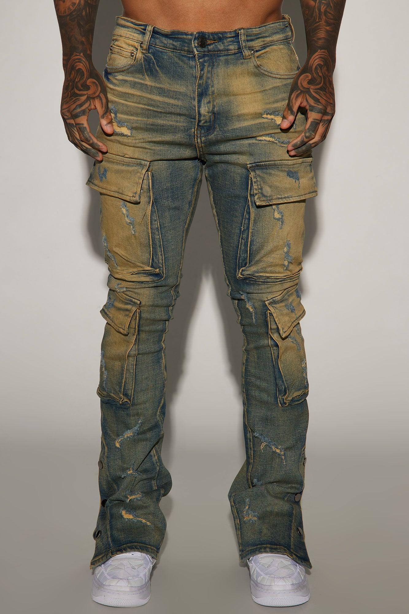 On The Set Stacked Skinny Snap Flare Jeans - Vintage Wash Product Image