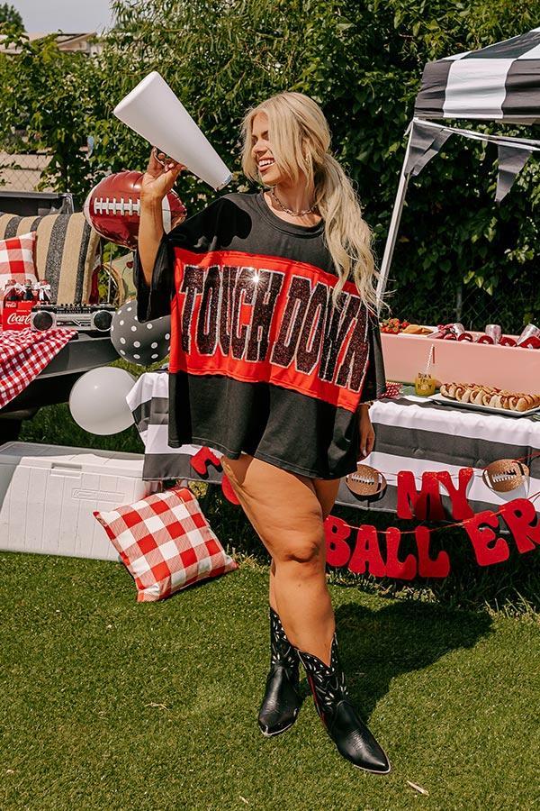 It's a Touch Down Sequin Oversized Tee in Black Curves Product Image