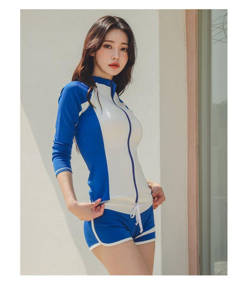 Couple Matching Two Tone Rash Guard / Swim Top / Shorts / Set Product Image