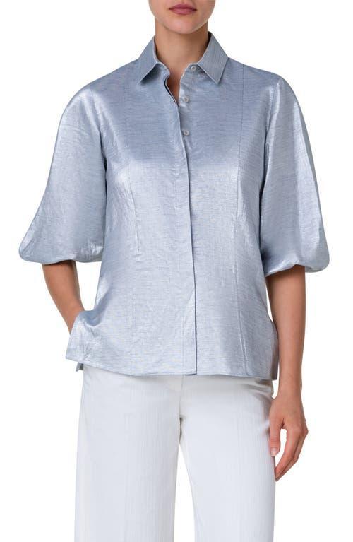 Metallic Cotton Button-Front Blouse Product Image