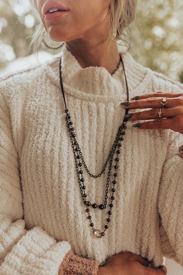 Casual Chats Semi Precious Layered Necklace In Brown Product Image