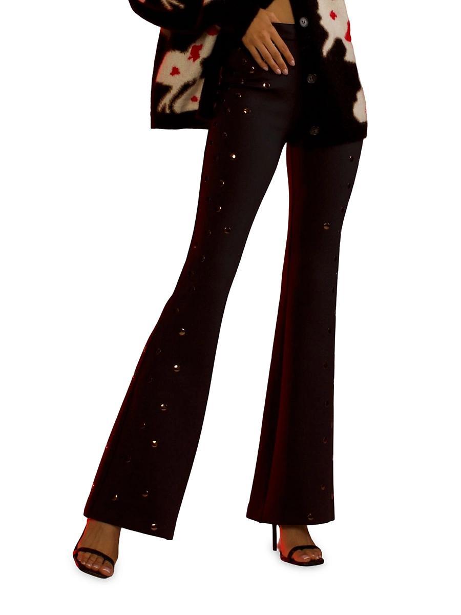 Womens Bonded Studded Flare Pants Product Image