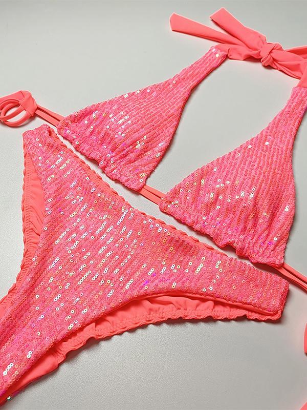 Sequined Backless Skinny Bikinis Product Image