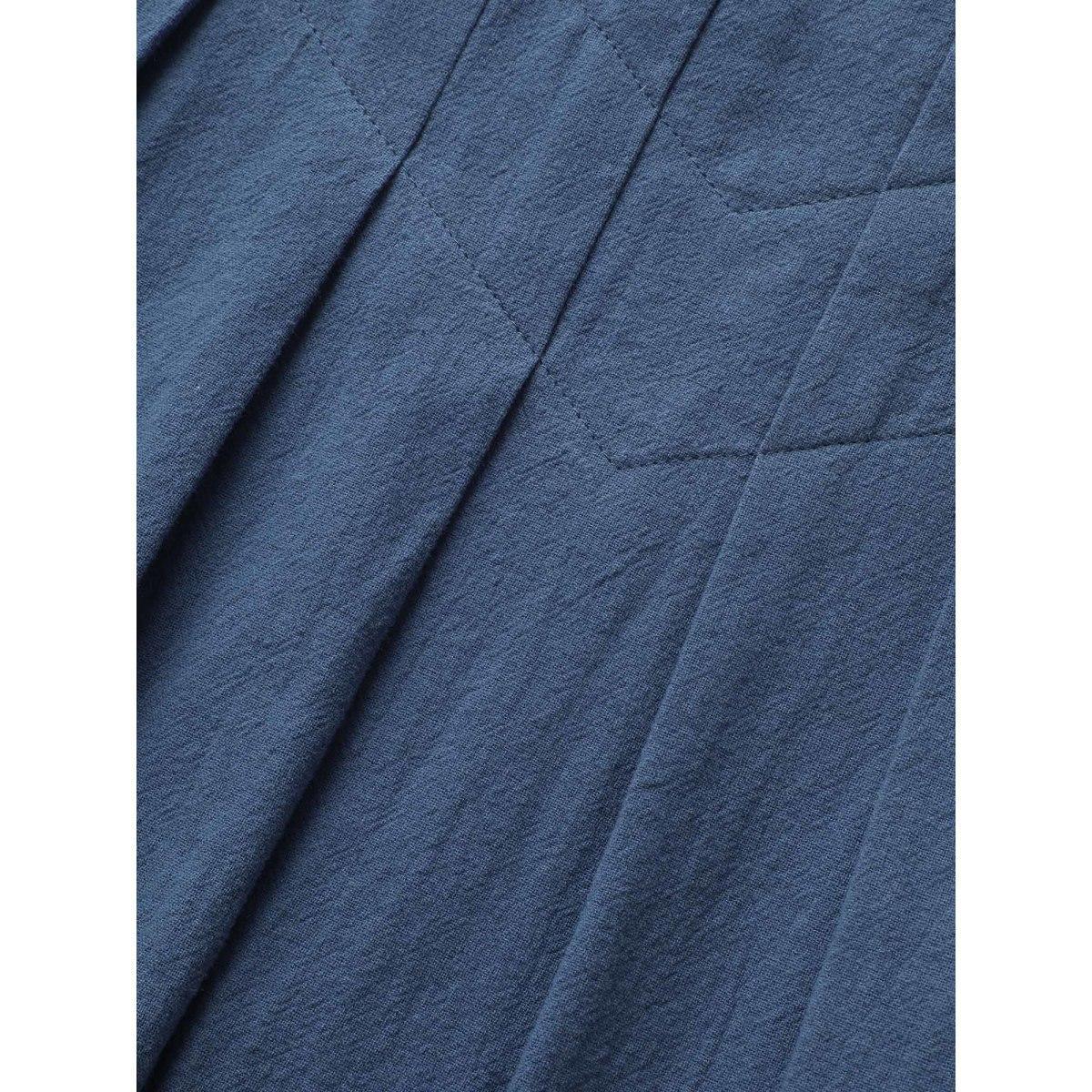 Plus Size Plain Pleated Pocket Sleeveless Dress Cerulean Women Casual Non Sleeveless Curvy BloomChic 18-20/2X Product Image