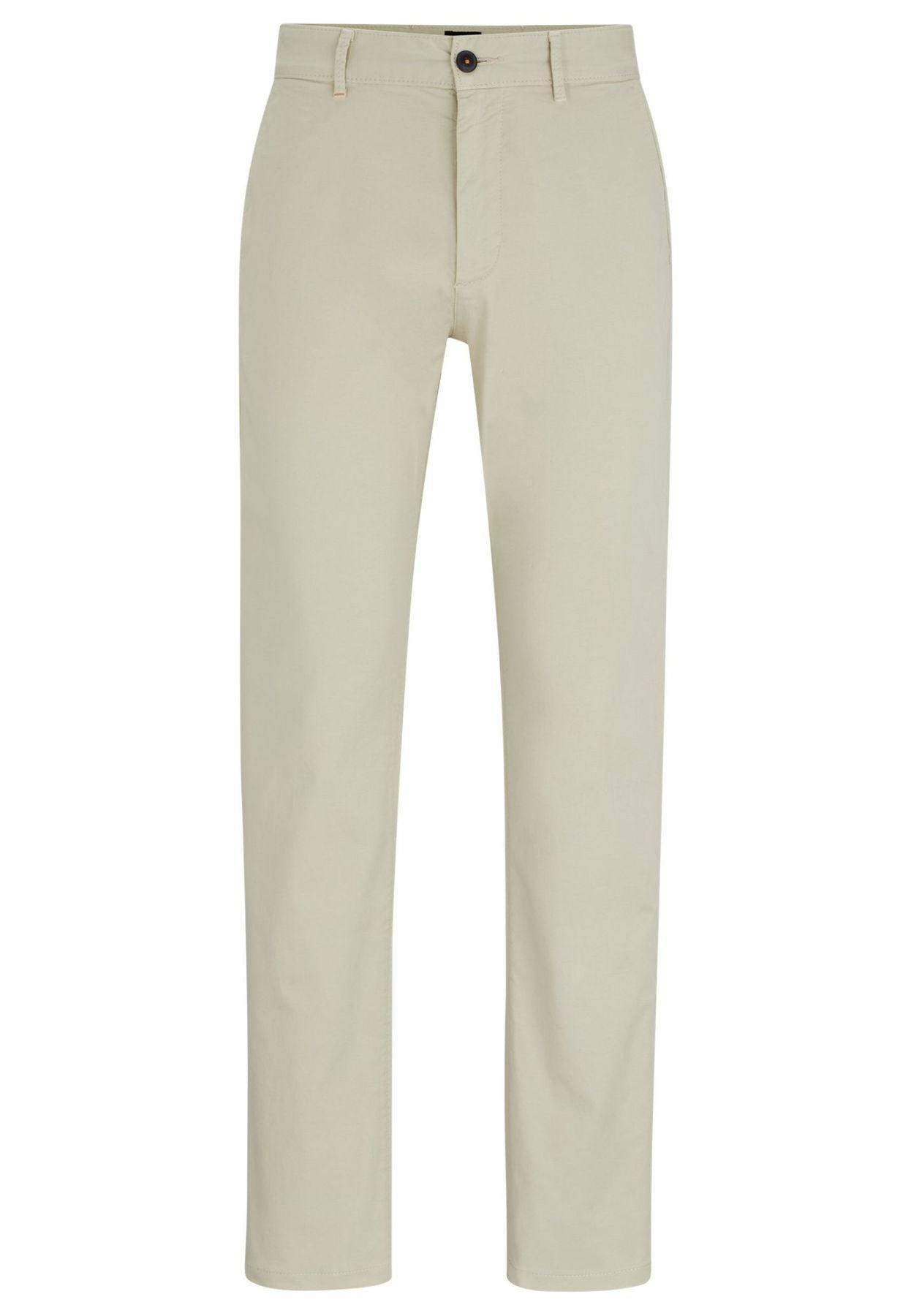 HUGO BOSS Slim-fit Chinos In Stretch-cotton Satin In Light Beige Product Image
