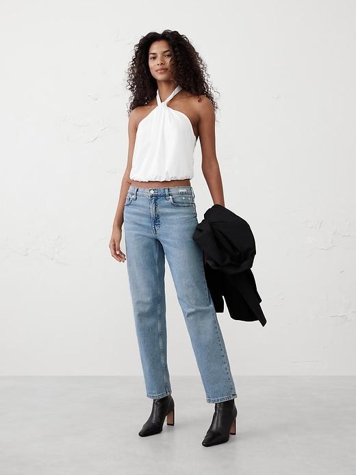Twist-Neck Cropped Halter Top Product Image