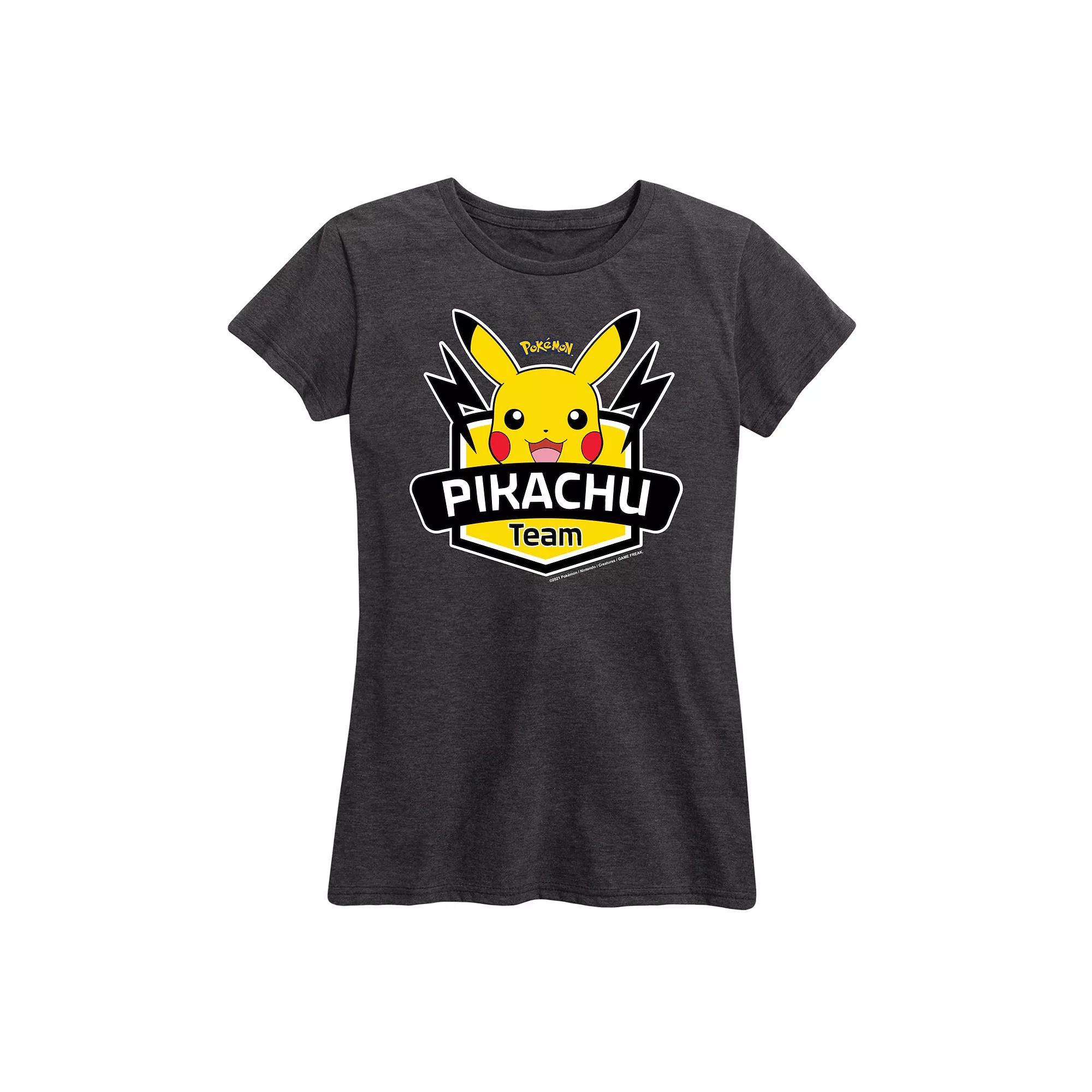 Women's Pokemon Team Pikachu Graphic Tee, Size: Small, Heather Grey Product Image
