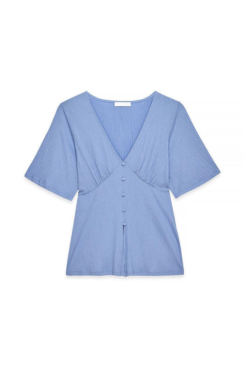 Flowy Sleeve Top Blue Product Image