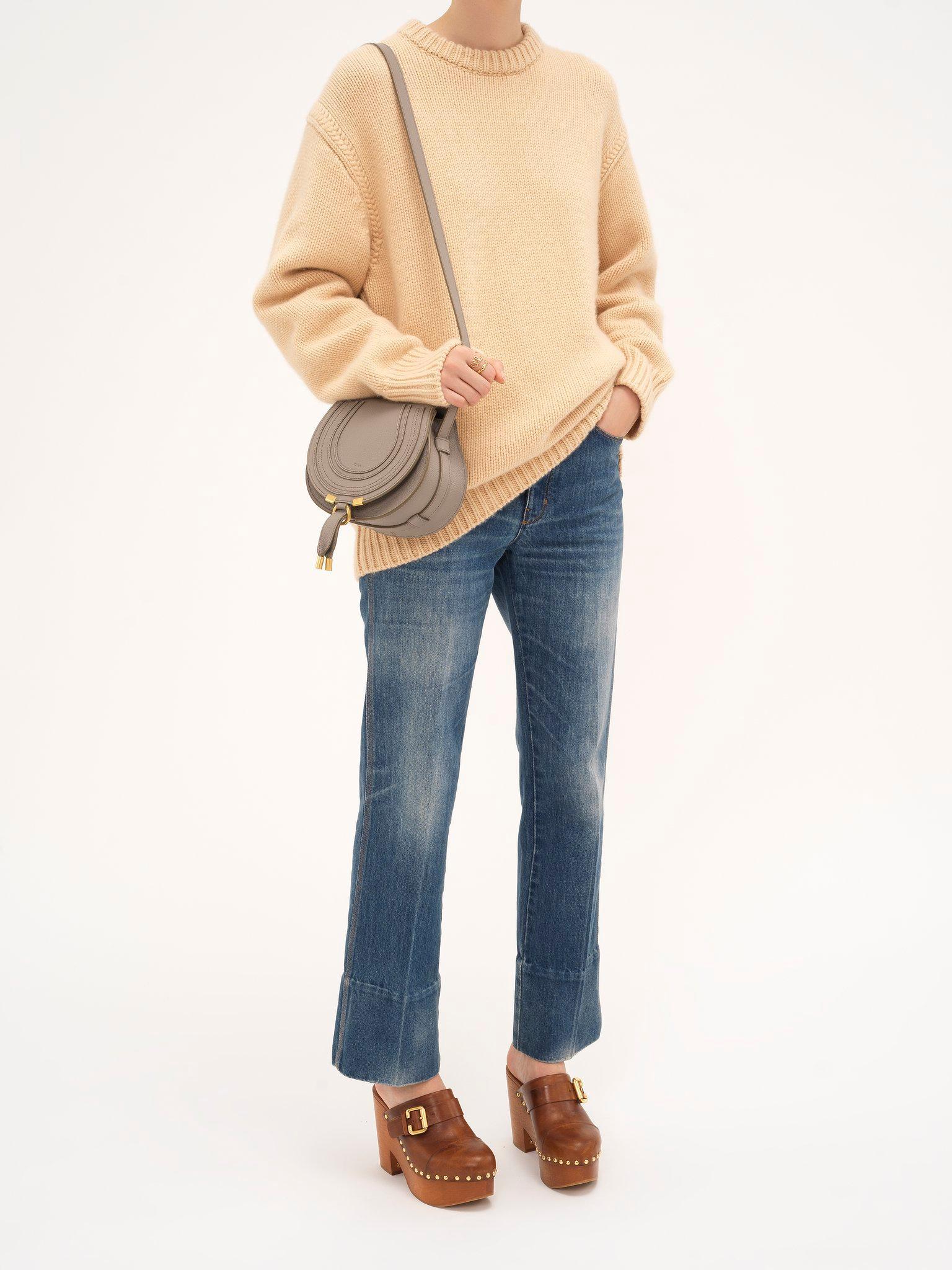 Small Marcie saddle bag in grained leather Product Image