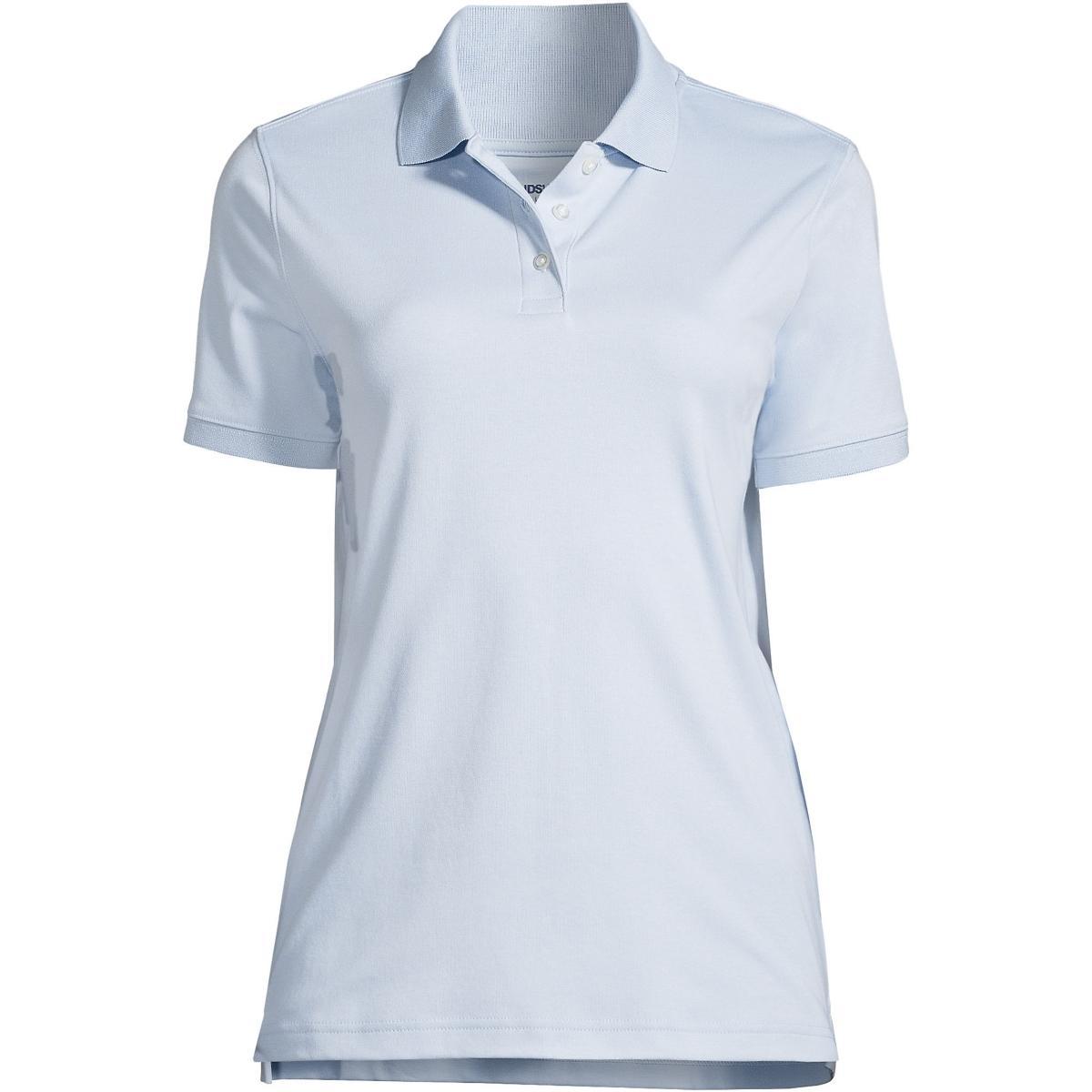 Women's Lands' End School Uniform Classic Short Sleeve Interlock Polo Top, Size: Medium, Classic Blue Product Image