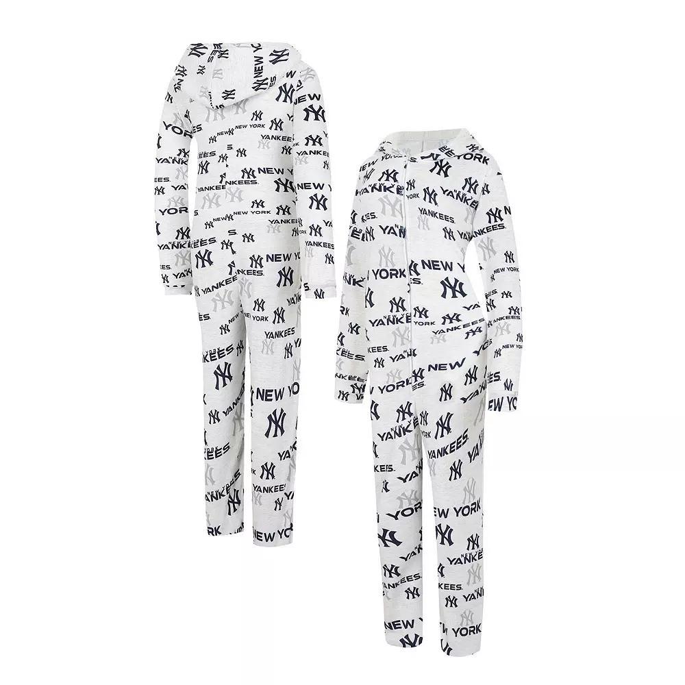Women's Concepts Sport White New York Yankees Docket Microfleece Union Hooded Zippered Bodysuit, Size: Small Product Image