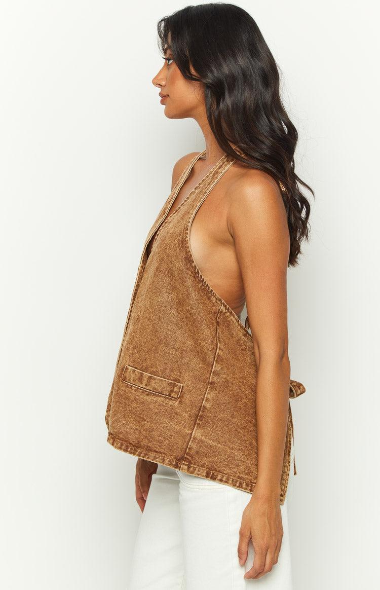 Lioness Hills Halter Stonewash Top Product Image