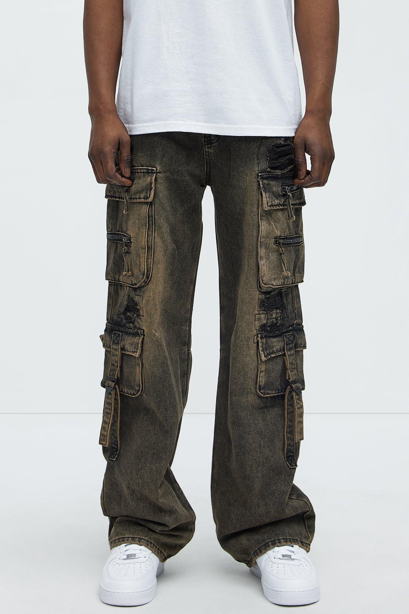 Baggy Mission Ready Cargo Jeans - Black Wash Product Image