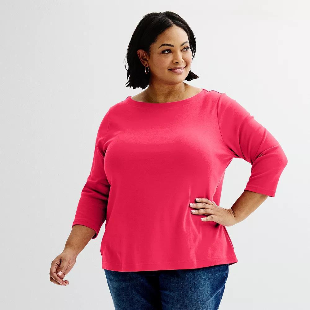 Plus Size Croft & Barrow® Boatneck Top, Women's, Size: 5XL, Pink Kiss Product Image