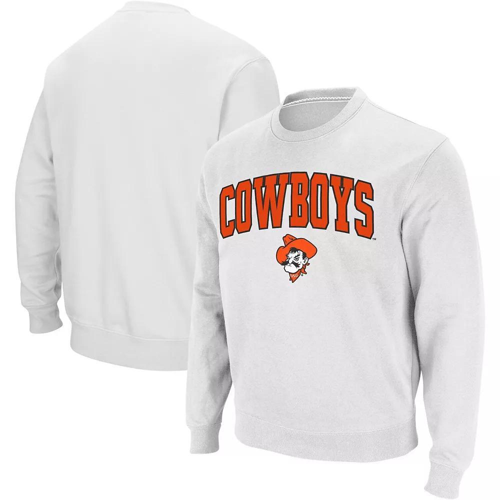 Men's Colosseum White Oklahoma State Cowboys Arch & Logo Crew Neck Sweatshirt, Size: Medium Product Image