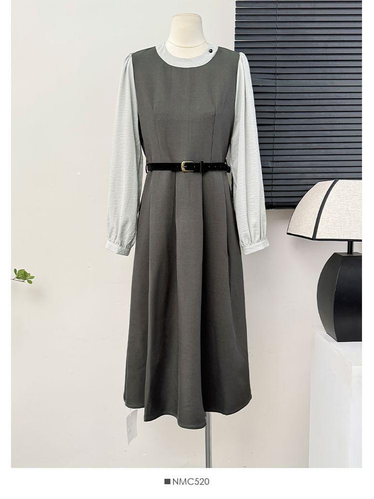 Colorblock Mock Two-Piece Midi Dress Product Image