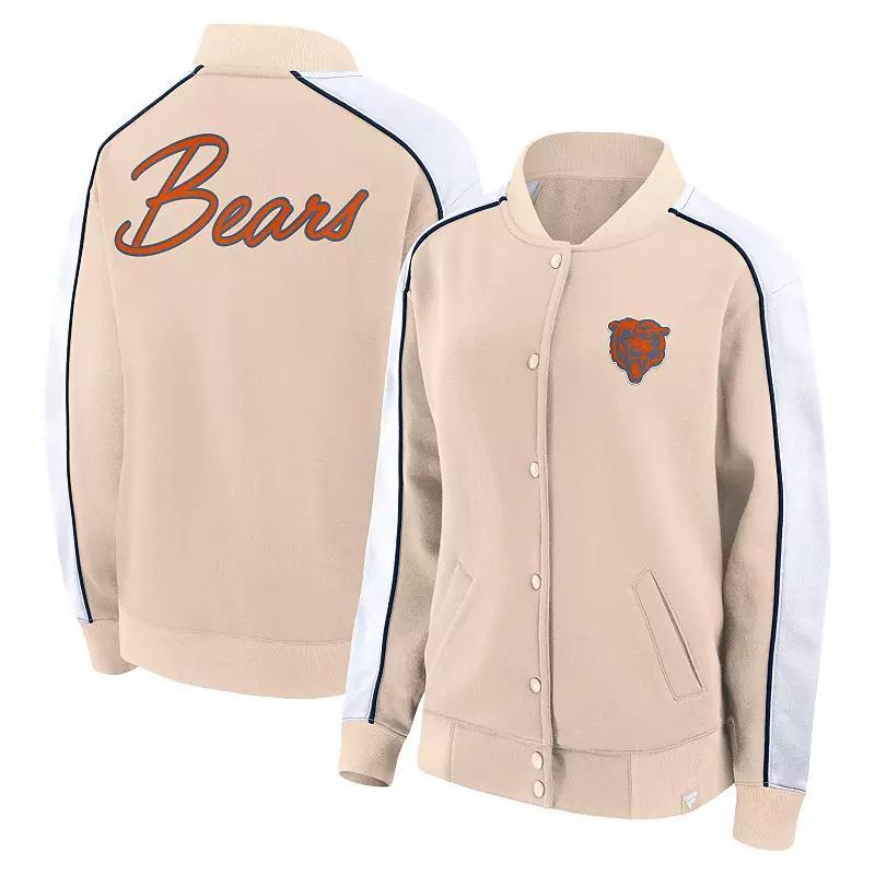 Women's Fanatics Branded Tan Chicago Bears Lounge Full-Snap Varsity Jacket, Size: Medium, Team Product Image